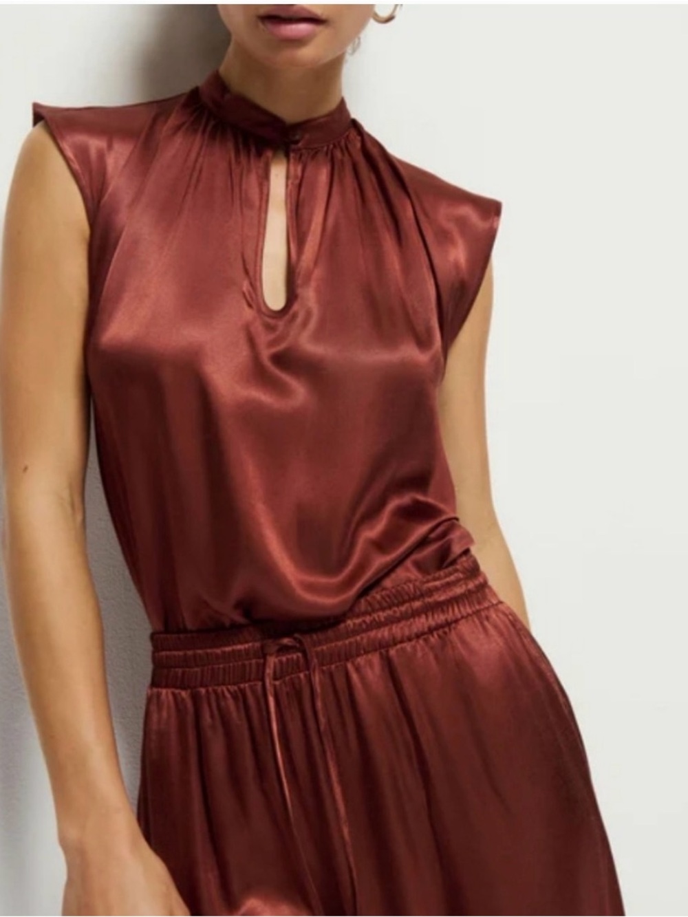 NATION LTD Cap Sleeve Jeanne Silky Top in Cinnamon Size XS